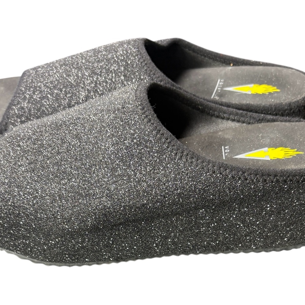 Volatile Black Glitter Platform Slide Sandals Spa… - image 4